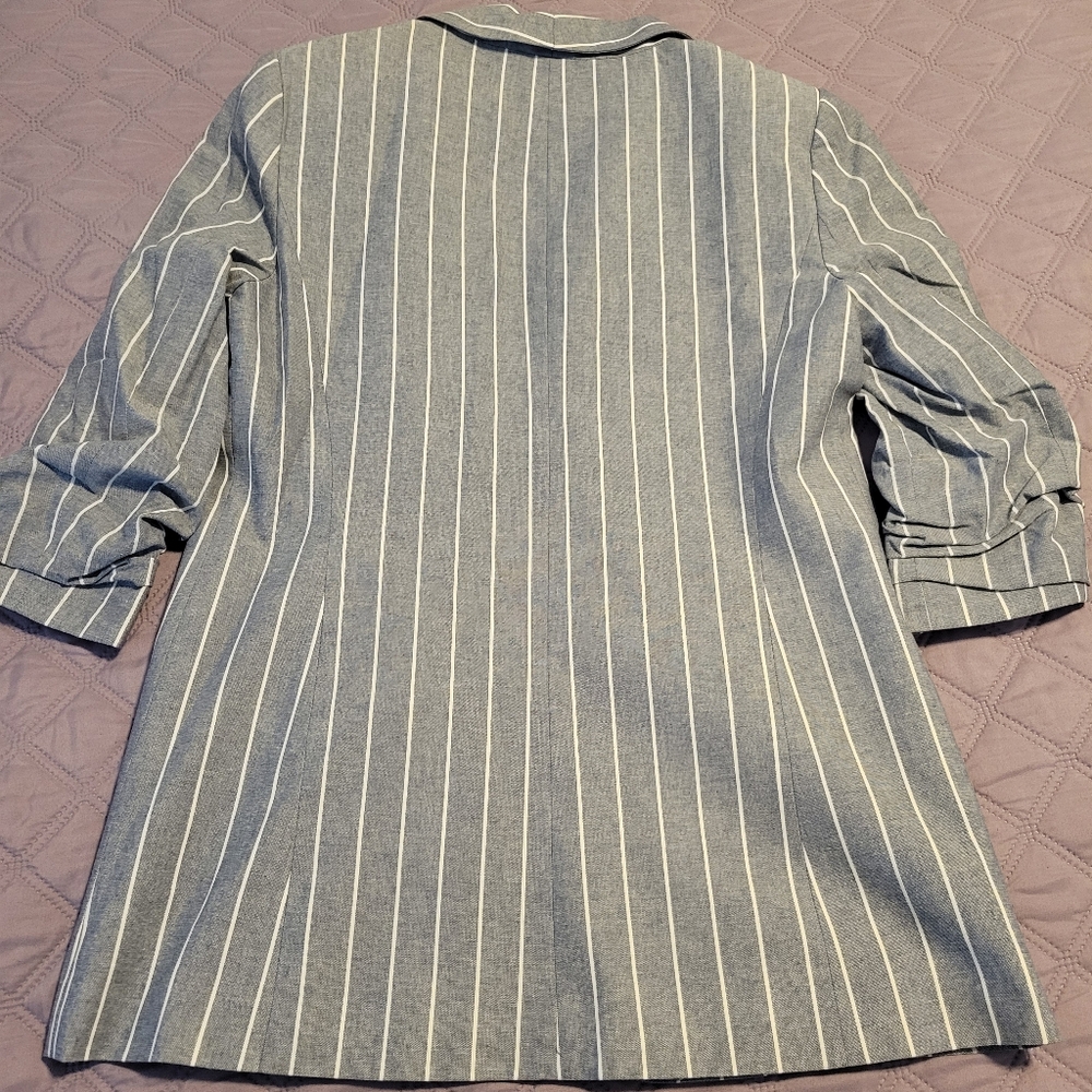 Grey/Blue Striped Blazer L - Picture 2 of 5